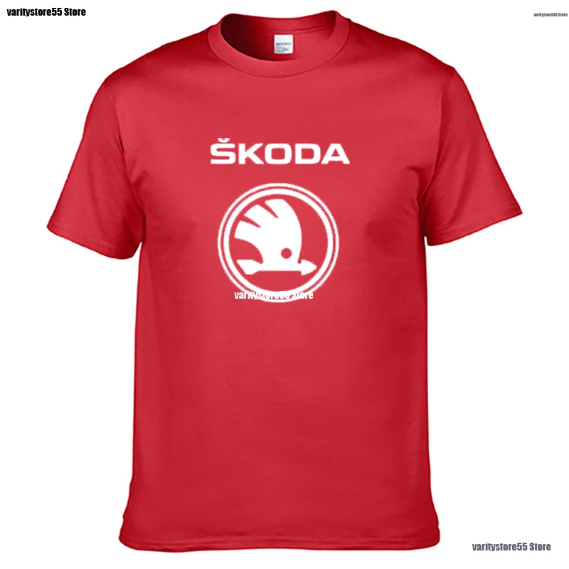 Pánske Krátke Rukáv Škoda Auto Logo T-shirt Lete bežné mužské jednofarebné Bavlnené tričká Módne Hip Hop Harajuku Mužov Oblečenie 5