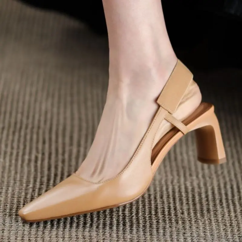 RIZABINA Nové Originálne Kožené Sandále Pre Ženy Topánky Sklzu Na Slingback Hrubé Podpätky Letné Módne Dámy Obuv Veľkosť 34-39 5