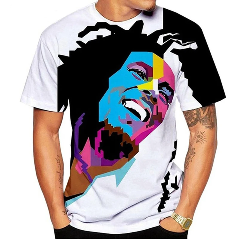 Spevák Bob Marley 3D vytlačené pánske T-shirt módne príležitostné letné krátke rukávy ulici Harajuku O-krku, blúzky, nadrozmerné oblečenie 5