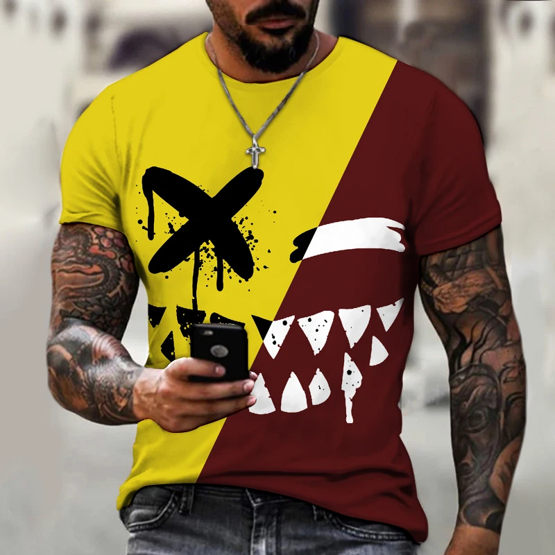 XOXO vzor 3d vytlačené t-shirt módne pánske ulici osobnosti príležitostné športové tričko mužských O-krku nadrozmerné t-shirt 5
