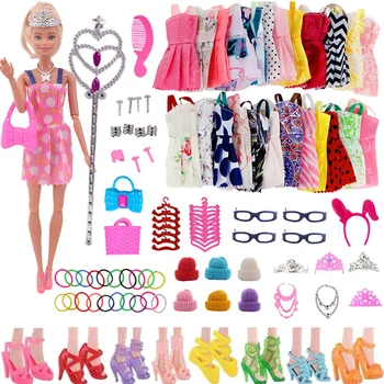 79PCS/Set Barbies Oblečenie Príslušenstvo domček pre bábiky s Nábytkom pre Barbies Bábika Topánky, Topánky Mini Šaty, Kabelky Koruny Ramienka Okuliarov 3