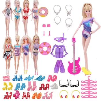 79PCS/Set Barbies Oblečenie Príslušenstvo domček pre bábiky s Nábytkom pre Barbies Bábika Topánky, Topánky Mini Šaty, Kabelky Koruny Ramienka Okuliarov 5