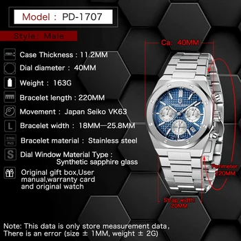 2021 Nové PAGANI Dizajn pánske Quartz Hodinky Top Značky Nehrdzavejúcej Ocele Sapphire Automatický Chronograf 20Bar Relógio Masculino 2