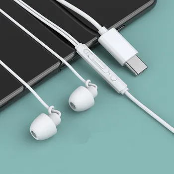 Typ C In-Ear Slúchadlá Káblové Redukcie Šumu Stereo Kábel Slúchadlo Headset 3,5 mm pre iPhone Samsung Xiao Huawei MP3, MP4
