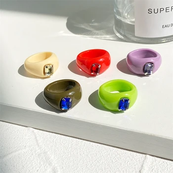 53030 geometrické kórejský módne živice diamond makaron farba krúžok tvorivé candy farby spoločné krúžok