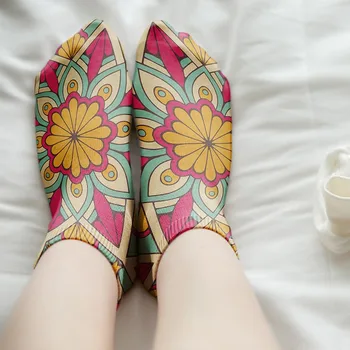 Nová Žena je 3D Tlač Ponožky Zábavné Jar, v Lete A na Jeseň Mandala Krátke Ponožky Dievčatá Bavlna Kawaii Karikatúry Členkové Ponožky 0