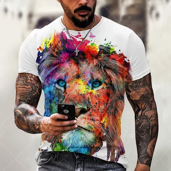 Letné Výbuchu Hip Hop Lev T Shirt Muži Ženy 3D Vytlačené Veľkými T-shirt pánske Harajuku Štýl Krátke Sleeve Tee Topy 2