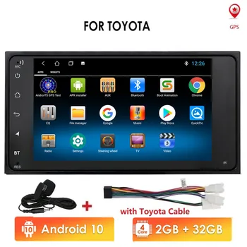 Auto Rádio Stereo Android 10 pre Toyota Prado Corolla Yaris Vios Camry Sequoia Auta GPS Navi 4-Core 7 Palcový 2 Din 2 USB WIFI Audio 5