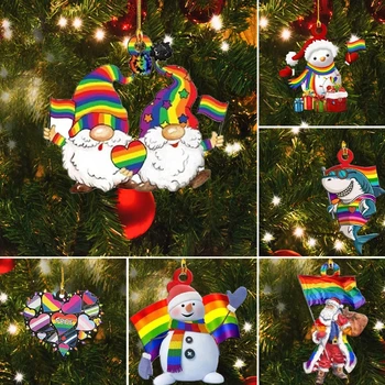 Vianočné Ozdoby 2021 Santa Snehuliak Gnome Prívesok na Vianočný Stromček, Party Dekorácie Dverí Visí Vianočné Známky Drevené 3
