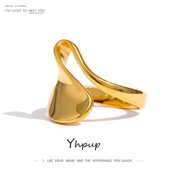 Yhpup 316L Nerezovej Ocele Nepravidelný Krúžok Vyhlásenie Kovové Zlaté Prst Geometrické Krúžok Minimalistický Šperky Bijoux Femme Nové
