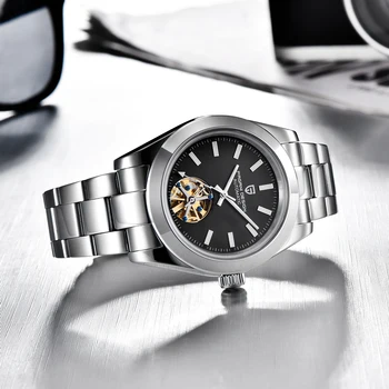 PAGANI Dizajn Top Značky Luxusné Automatická Muži Hodinky Čierne Mechanické Hodinky Muži, 100M Vodotesné Business Športové Náramkové hodinky reloj