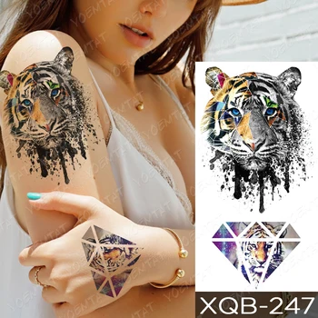 Nepremokavé Dočasné Tetovanie Nálepky Sova Tiger, Vlk Flash Tetovanie Lebky Kompas Tiger Body Art Rameno Falošné Rukáv Tetovanie Ženy Muži