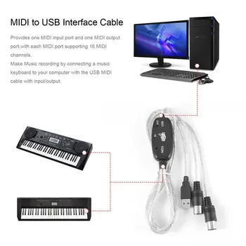 MIDI USB-OUT Kábel Rozhrania Adaptér pre Klávesnicu Elektronické Bicie Hudobné Vytvoriť Converter, PC, Hudba Klávesnica Kábel 0