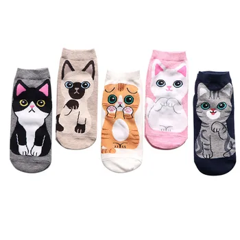 1 Pár Kreslených Mačka Ženy, Ponožky, Papuče Jar Bežné Legrační Zviera Tenké Ponožky Pre Ženy Kvalitné Ponožky Pre Ženy