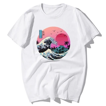 Skvelý Retro Vlna Japonských Anime T-shirt Harajuku Streetwear Bavlna Camisetas Hombre Mužov Vaporwave Zábavné Cool Hip Hop T Tričko 0
