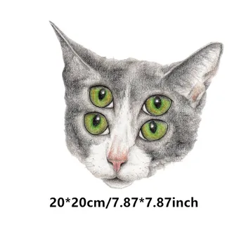 Štyri Oči Mačky, Žehlenie na Prenos Tepla úrovni Umývateľný Škvrny Nálepky na Oblečenie T-shirts DIY Appliques Veľkoobchod Záplaty
