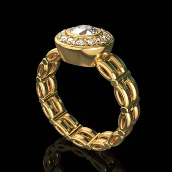 Huitan Luxusná Zlatá Farba Snubné Prstene Ženy Osobnosti Sledovať tvare Dizajn Výročie Strany Prst Krúžky Vyhlásenie Šperky 2