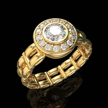 Huitan Luxusná Zlatá Farba Snubné Prstene Ženy Osobnosti Sledovať tvare Dizajn Výročie Strany Prst Krúžky Vyhlásenie Šperky 4