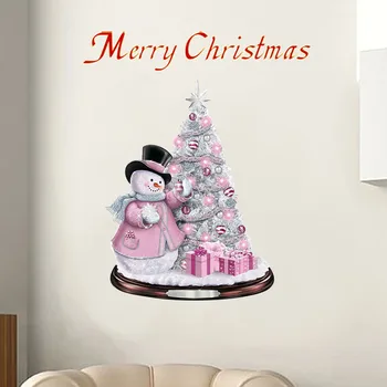 Vianočný Anjel PVC Stromček, Snehuliak Okno Sklenené Dekorácie Nepremokavé Nálepky Vianočné Zimné Domova Nový Rok Domáce Dekorácie