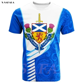 Portugalsko Rusko Taliansko Španielsko Škótsko 3D Vysokej Quallity T-shirt 3 Tlačené okolo Krku 3 Muži Unisex Harajuku Ležérny Top Kvapka Loď 3