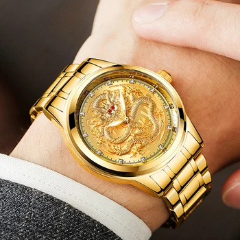 LONGBO Dragon Luxusné Hodinky pre Mužov Quartz náramkové hodinky z Nerezovej Ocele Hodiny Relogios Masculino Darčeky pre Mužov 0
