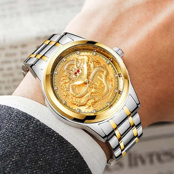 LONGBO Dragon Luxusné Hodinky pre Mužov Quartz náramkové hodinky z Nerezovej Ocele Hodiny Relogios Masculino Darčeky pre Mužov 1