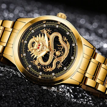 LONGBO Dragon Luxusné Hodinky pre Mužov Quartz náramkové hodinky z Nerezovej Ocele Hodiny Relogios Masculino Darčeky pre Mužov 4