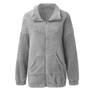 Teplé, Mikiny pre Dámske Sherpa Bunda macko Fuzzy Fleece Zip s Kapucňou Kabát Zimné Oblečenie Plus Veľkosť