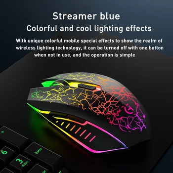 2.4 G Wireless Gaming Mouse RGB Svetlo LED Nabíjateľná 6 tlačidlová Myš Bezdrôtová Pre Notebook PC Hranie počítačových hier Úrad Myši