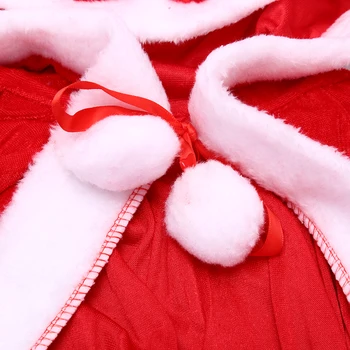 60-90-100-120-150 cm Red Velvet s Kapucňou Cape Plášť Sexi Santa Cosplay Vianočné Kostýmy Ženy Karneval Party Clubwear