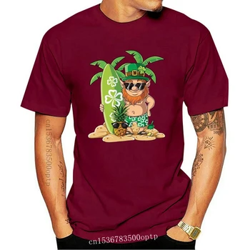 Nové 2021 Módne Leprechaun Havajské Surfovanie T Shirt St Patricks Day Havaj Mens T Tričko 4