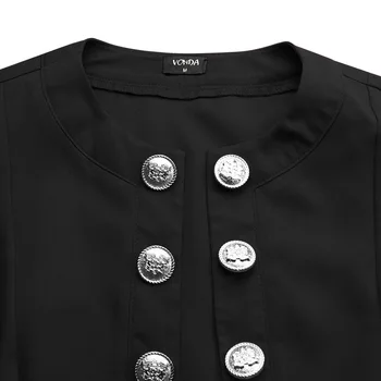 Ženy Jeseň Zimné Bundy 2021 VONDA Dlhý Rukáv vrchné oblečenie Bežné Farbou Office Coats Tlačidlá Elegantné Zvrchníky
