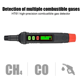 HT61 Plynu Detektor Úniku Plynu Analyzer Pero Typu Mini Prenosné PPM Meter Horľavý Horľavý Zemný Tester LED Podsvietenie Displeja