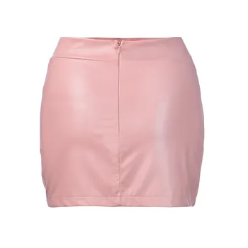 Sexy Faldas Módne Ženy Zips Pevný Tesné Kožené Univerzálne Bežné Mini Sukne Estetické Zmyselné Ružové Mujer Jupe