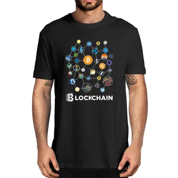 BitCoin Blockchain Litecoin Zvlnenie Ethereum Cryptocurrency Vianočný Darček Bavlna Lete Mužov Novinka Nadrozmerných T-Tričko Tee