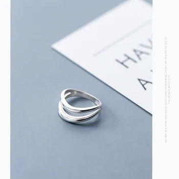 COLUSIWEI Autentické 925 Sterling Silver Dvojvrstvové Krúžok pre Ženy Módne Jednoduché Strieborné Geometrické hrubú Čiaru Prstene, Šperky