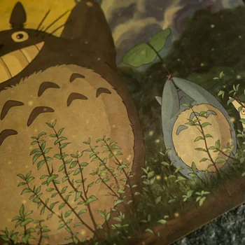 Domov spálne dekorácie, maliarstvo, samolepky na stenu anime Totoro D retro kraft papier plagát izba obrázok papiera, maľovanie
