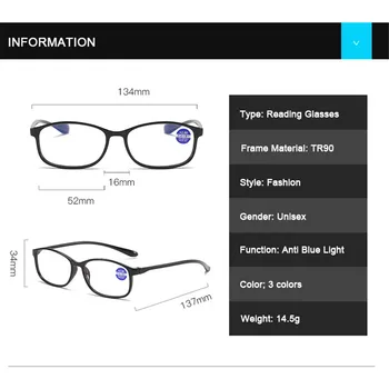 Ahora Anti Modré Lúče Okuliare na Čítanie pre Presbyopia Unisex Ultralight TR90 Živice Čítanie Okuliare Ženy Muži +1 1.50 2.0 2.5 3 3.5 4