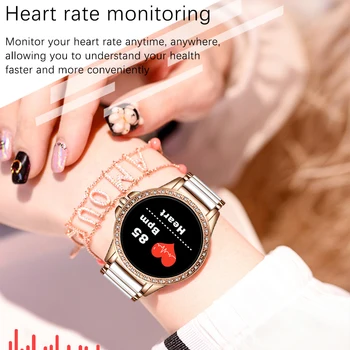 LIGE Luxusné Smart Hodinky Ženy, Vodotesný IP67 Šport Fitness Tracker Pre Android a IOS Reloj inteligente Keramické Popruh smartwatch