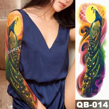 Veľké Arm Tattoo Rukáv Japonský Vlna Nepremokavé Dočasné Tetovanie Nálepky Lily Páva Mužov Plný Tiger Fox Tetovanie Body Art Ženy 0