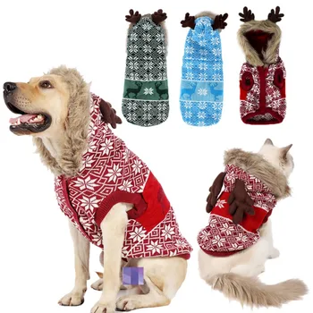 V zime Teplé Nový Rok Sveter pre Veľké Psy, Mačky, Pet Halloween Vianoce Psie Oblečenie Roztomilý Sobov Cosplay Pet Oblečenie