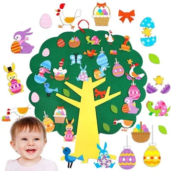 Deti urob si sám Cítil Veľkonočný Strom Veľkonočné Dekorácie pre Domáce Vajcia, Mačka, Králik Ozdoby 2022 Šťastné Veľkonočné Vajíčka Dekor Strana Dodávky