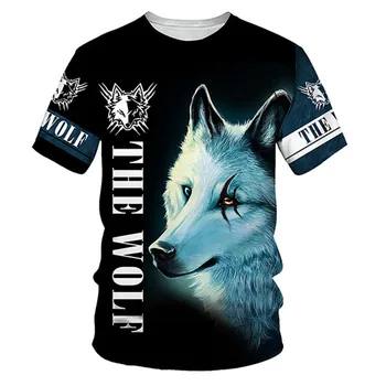 Letné Módne Tričko Mužov Streetwear O Krku, Krátke Tričká Topy Zvierat Mužské Oblečenie Bežné Harajuku Wolf 3D Print T shirt