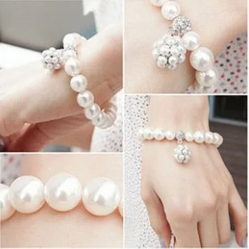 Južná Kórea nové šperky rozprávkové základné ~ wild pearl loptu náramok 4BD33
