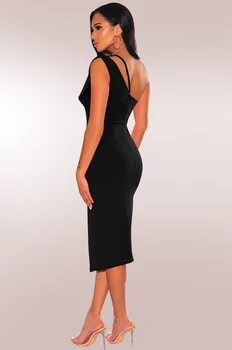 2021 Letné Módy Šikmé Rameno Split Šaty Európsky a Americký Štýl dámske jednodielne Split Sexy Šaty dámske Šaty