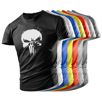 Punisher Lebka grafický tričká Pre Svaly Muži t-shirt Športové Outdoorové Ľahké, Tenké A Priedušná pružnosť T-Shirts