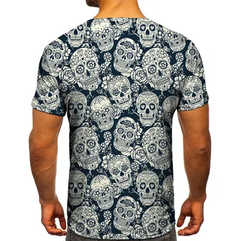 Letné 3D Tlač T-shirt pre Mužov Osobnosti Lebky Umenie Maľba Trend Pánsku Krátke Rukávy Bežné Tričko Topy Mužov Oblečenie