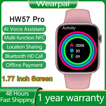NFC Smartwatch Smart Hodinky AI Hlasový Asistent Muži Ženy HW57 Pro BT Call Zdieľanie Polohy PK Y68 IWO 13 HW22 Plus W37 pro W26 0