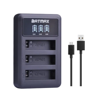 Batmax Pre Gopro 4 AHDBT-401 Kamera, batéria+LED USB 3Slots Nabíjačka pre 4 HD GoPro Hero 4 Športové Akcie Fotoaparát 0