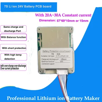 7S 24V Lítium-iónová batéria PCB a 29.4 V BMS s 20A alebo 30A konštantný výbojový prúd pre elektrické kit 18650 alebo e bicykli